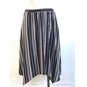 Page one Skirt, Black & White Stripe with Shark Bite Hem, Size M